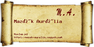 Mazák Aurélia névjegykártya